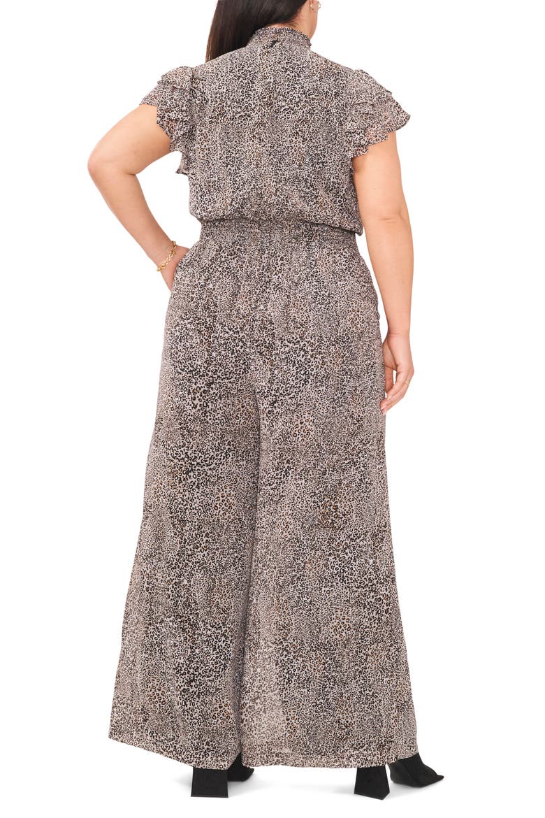 Flutter Sleeve Mock Neck Jumpsuit, Alternate, color, LEOPARD MUSE