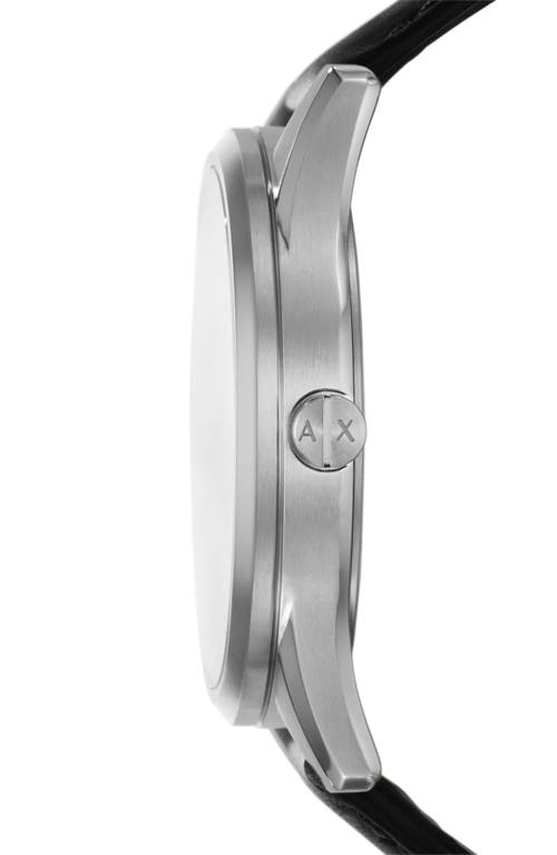Armani Exchange Ax  Three Hand Quartz Leather Strap Watch, 42mm In Silver