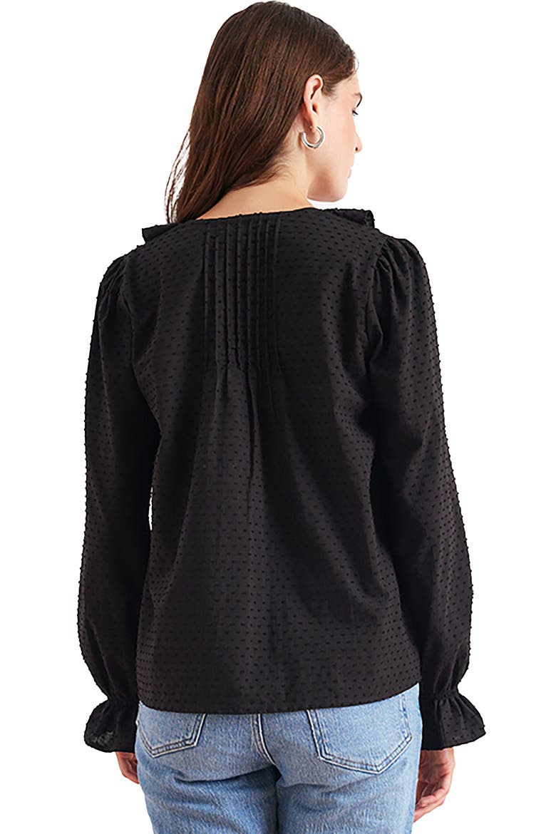Long Sleeve Chloe Swiss Dot Ruffle Shirt, Alternate, color, Black