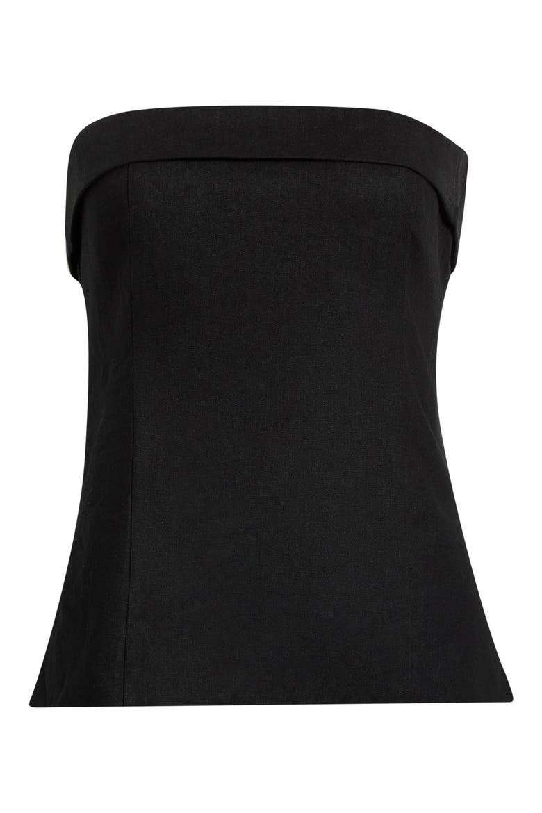 x Hannah Lovey Porter Delaney Strapless Linen Blend Peplum Top (Nordstrom Exclusive), Alternate, color, BLACK