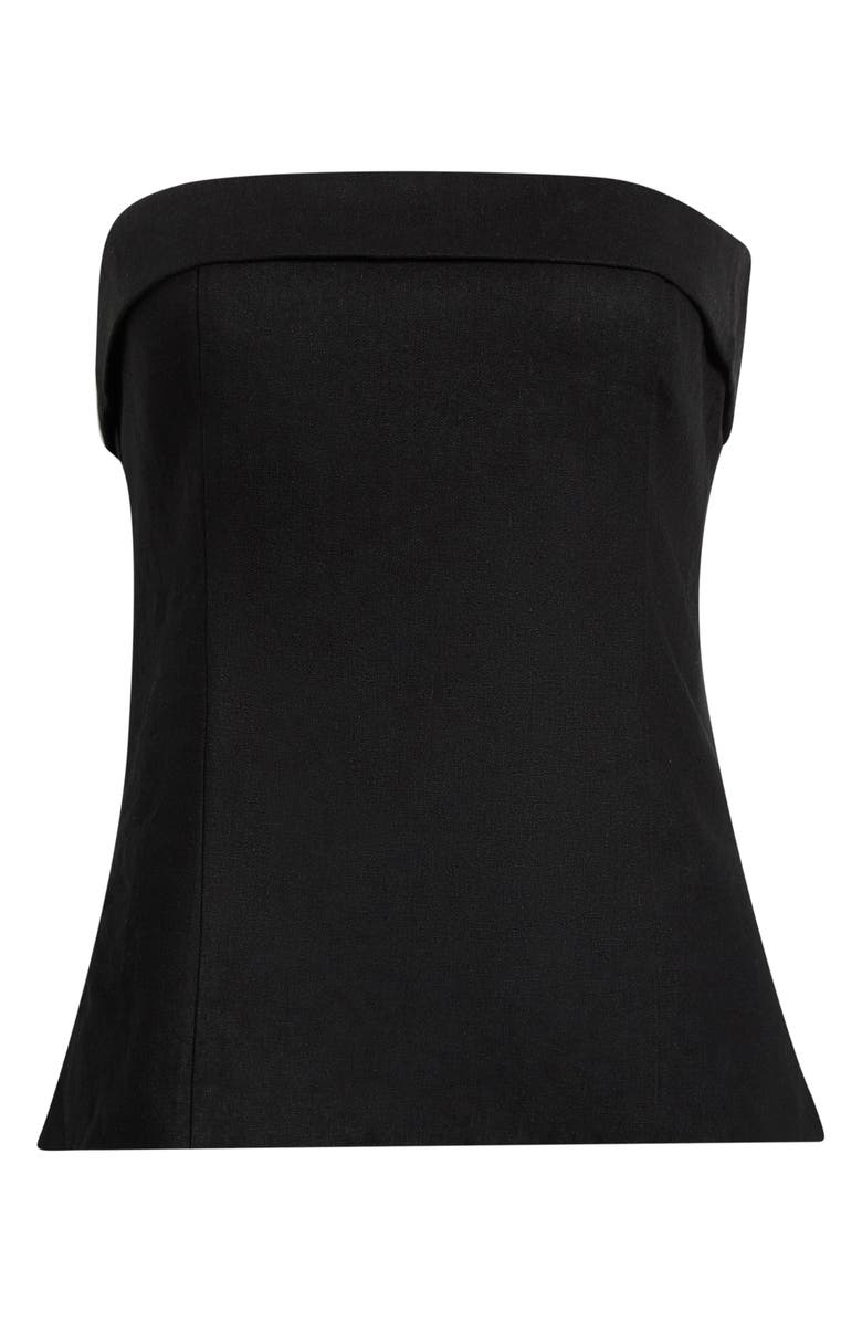 WAYF x Hannah Lovey Porter Delaney Strapless Linen Blend Peplum Top, Main, color,