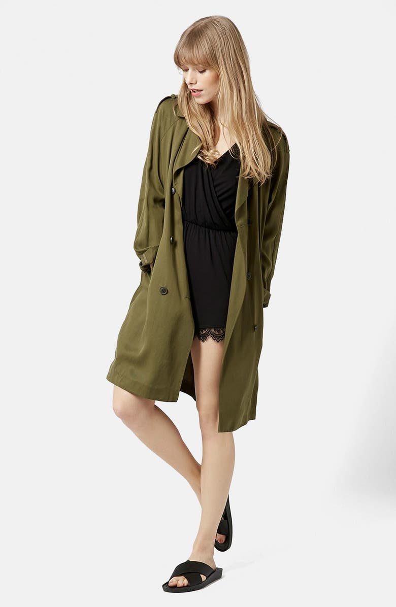 Topshop Lace Scallop Romper, Alternate, color, 