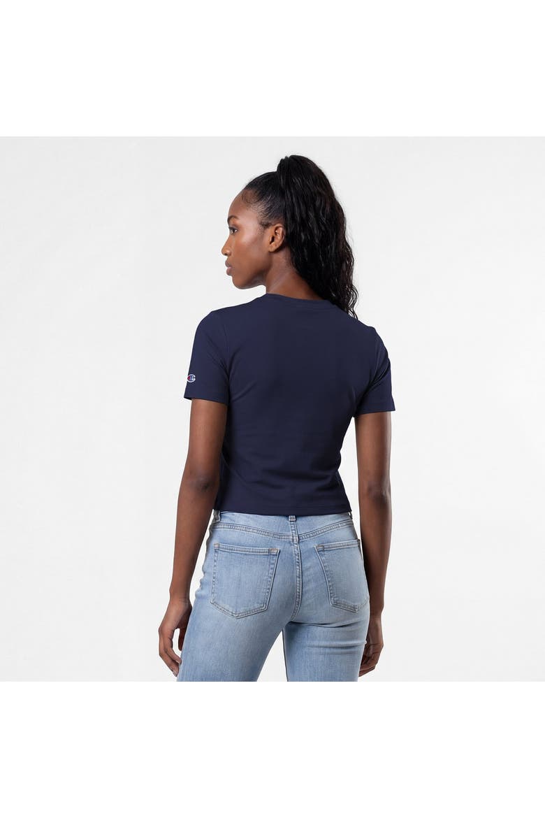 Women's Champion Navy New York Yankees Soft-Touch Fitted Cropped T-Shirt, Alternate, color, Navy