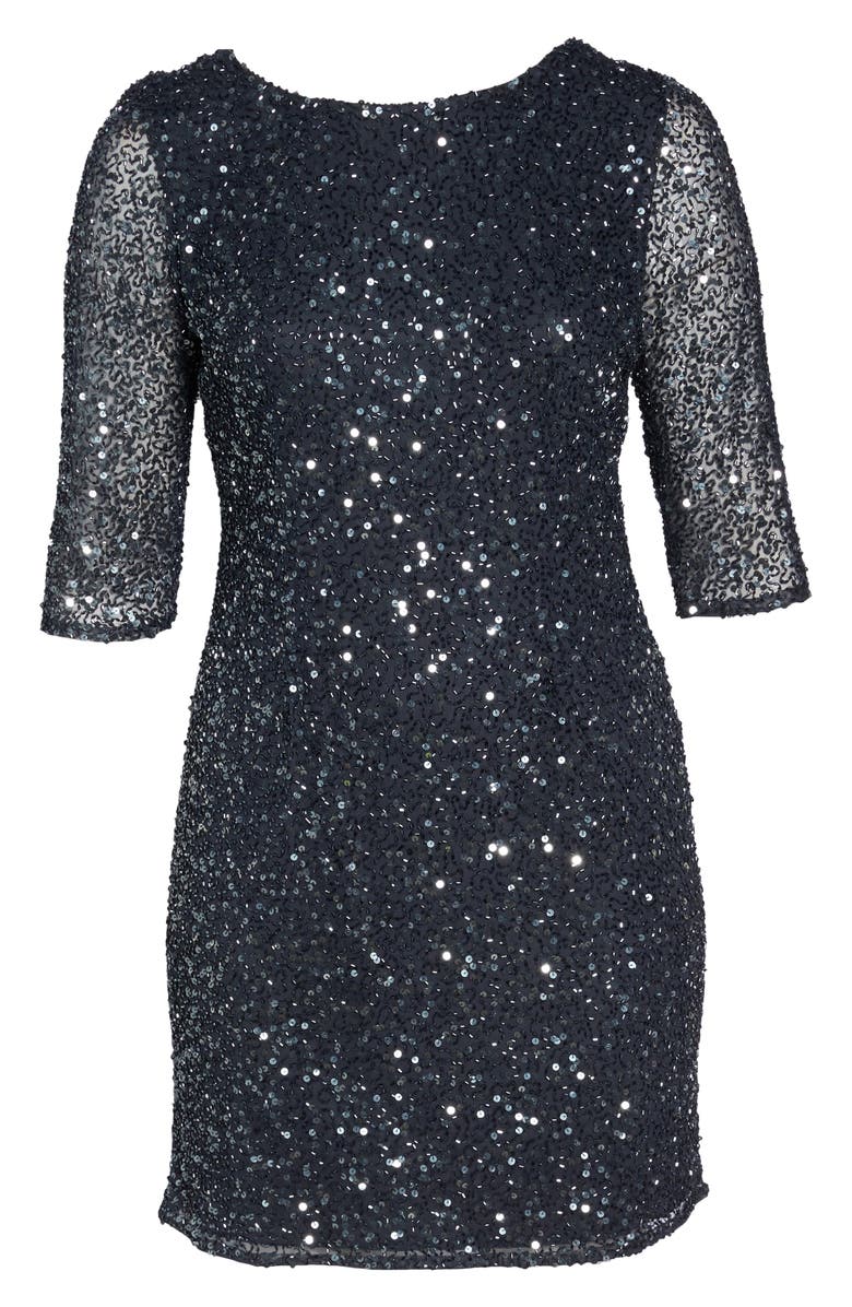 Pisarro Nights Draped Back Beaded Dress, Alternate, color, 