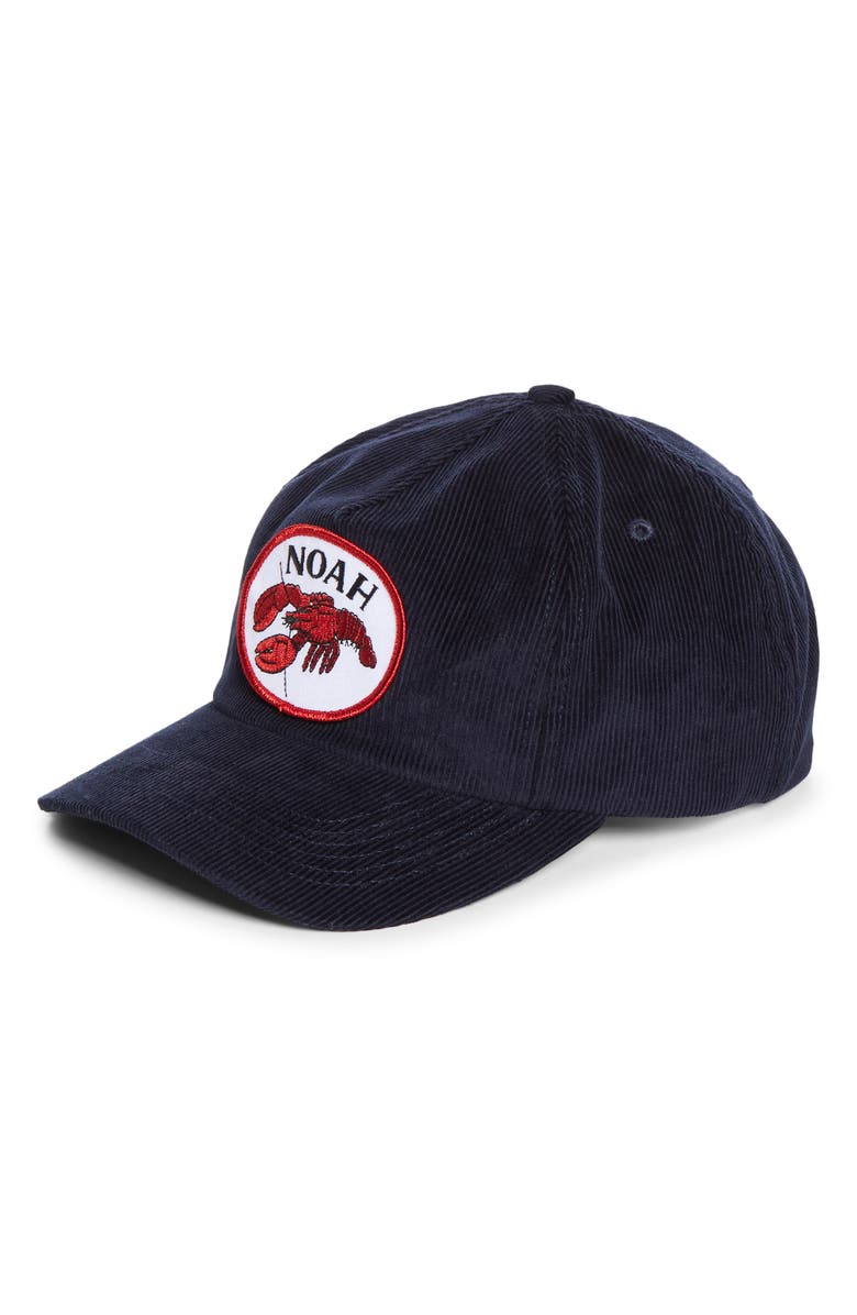 Noah Coastal Patch Corduroy Baseball Cap, Main, color, Navy
