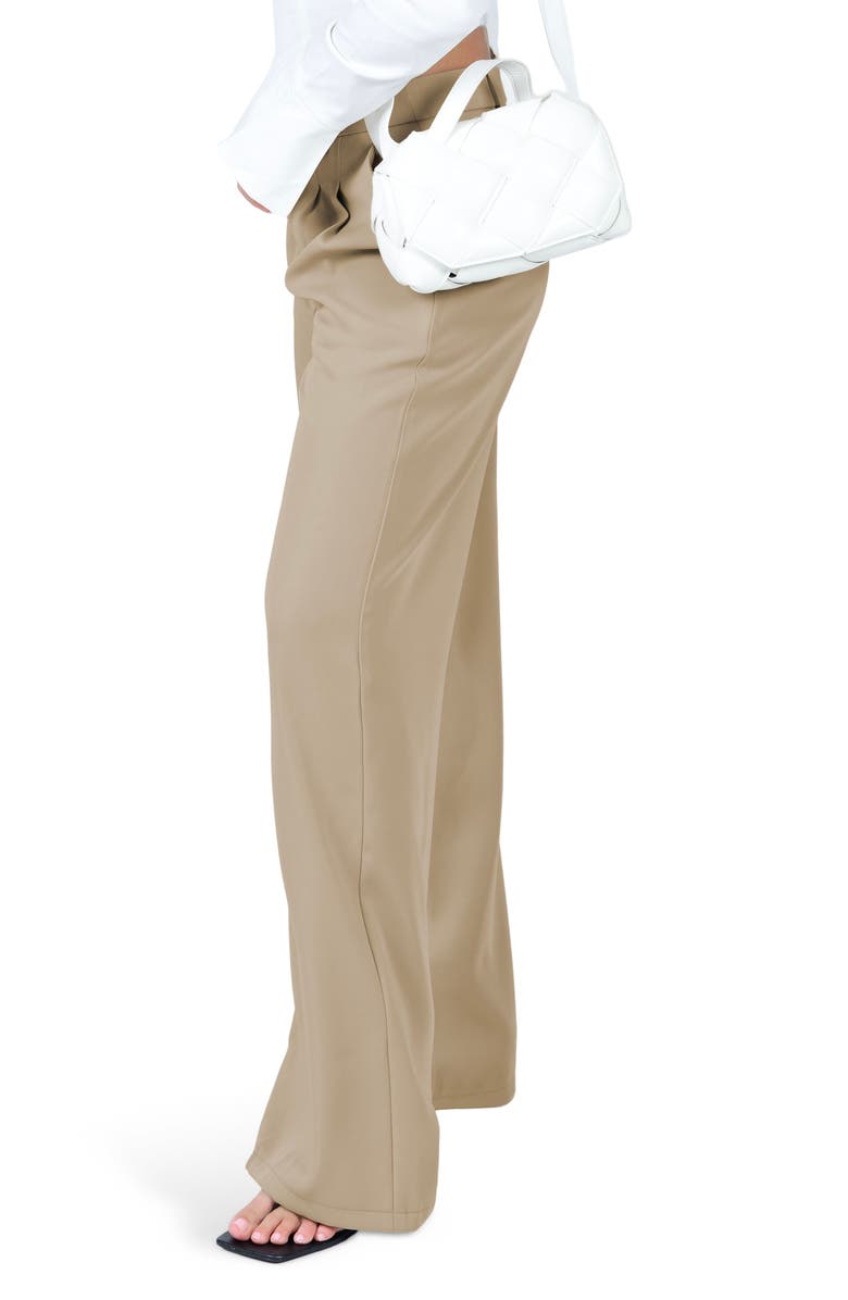 Princess Polly Archer Pleated Wide Leg Pants, Alternate, color, Taupe