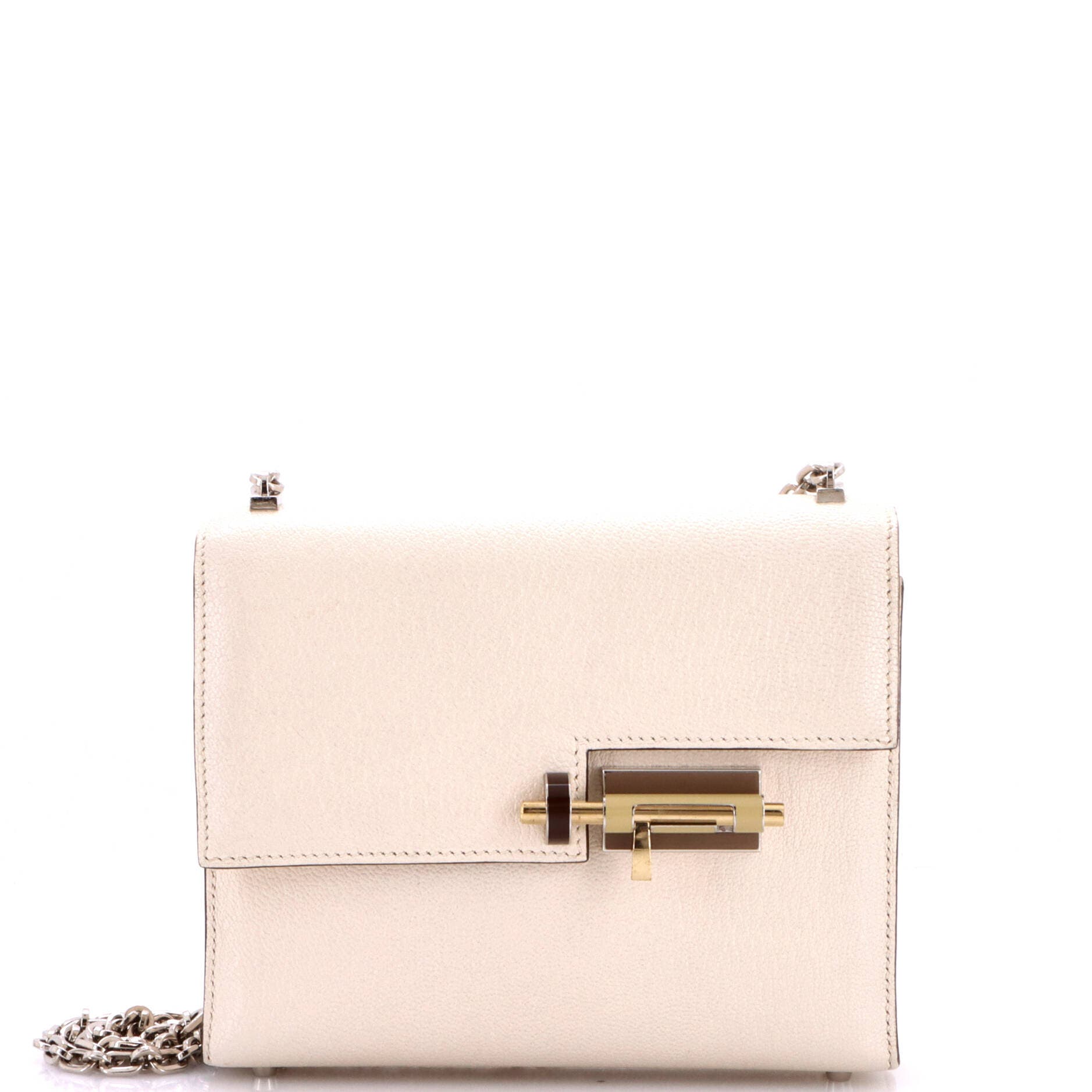 Verrou Chaine Bag Chevre Mysore Mini, Main, color, White