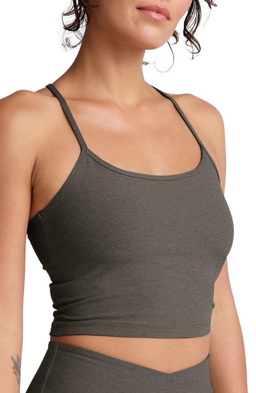 Beyond Yoga Spacedye Slim Racerback Cropped Tank Top In True Gray Heather In Gray
