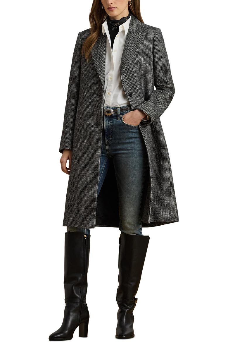 Lauren Ralph Lauren Wool Blend Tweed Coat, Main, color, 