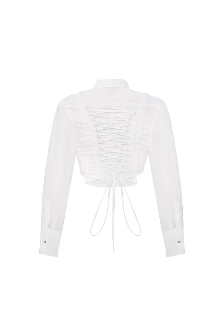 Pure Cotton Crop Shirt, Alternate, color, white