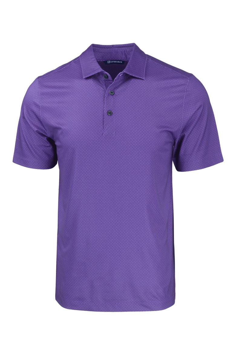 Geo Pattern Performance Recycled Polyester Blend Polo, Alternate, color, COLLEGE PURPLE