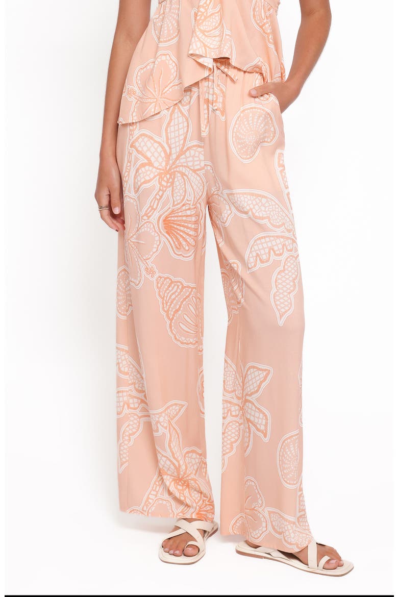 Lira High Waist Floral Print Pants, Main, color, PEACH FLORAL