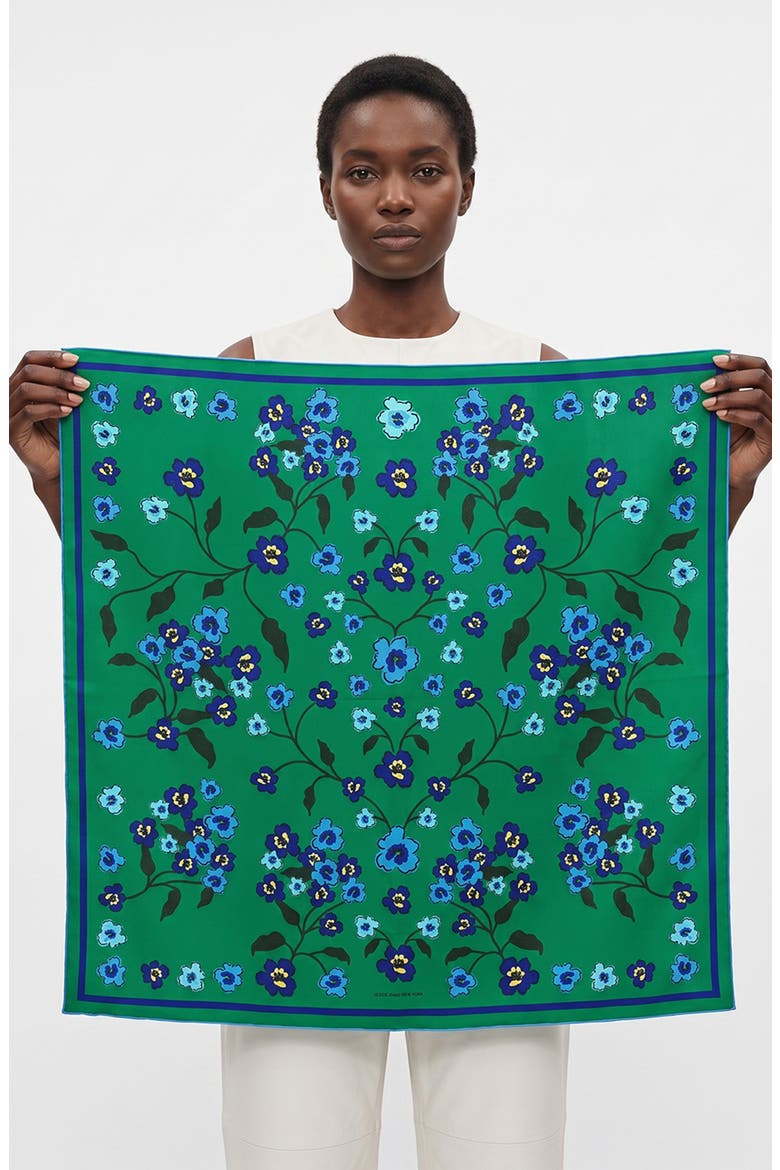 Emerald Echo Double Sided Silk Scarf, Alternate, color, Green