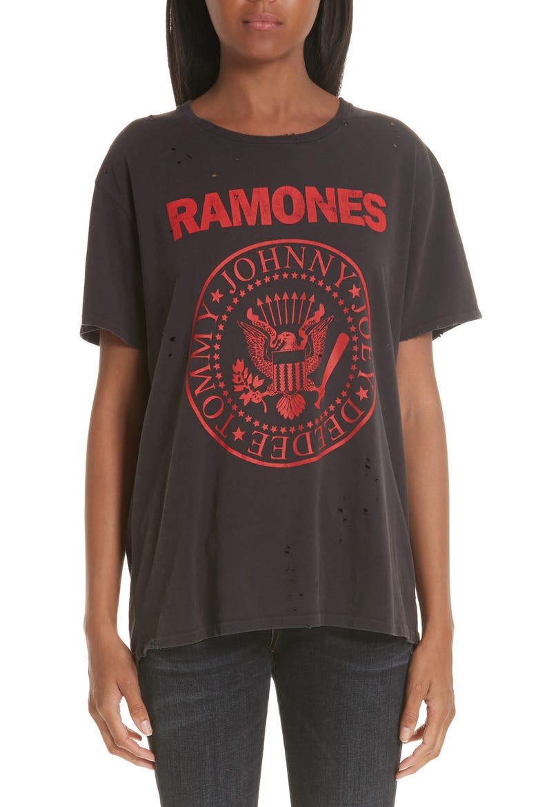 Ramones Print Tee, Main, color, WASHED BLACK
