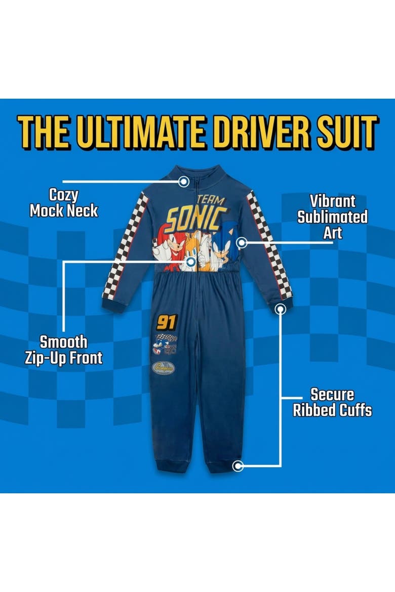 Sonic the Hedgehog Racing One Piece Coverall, Alternate, color, Sonic Navy