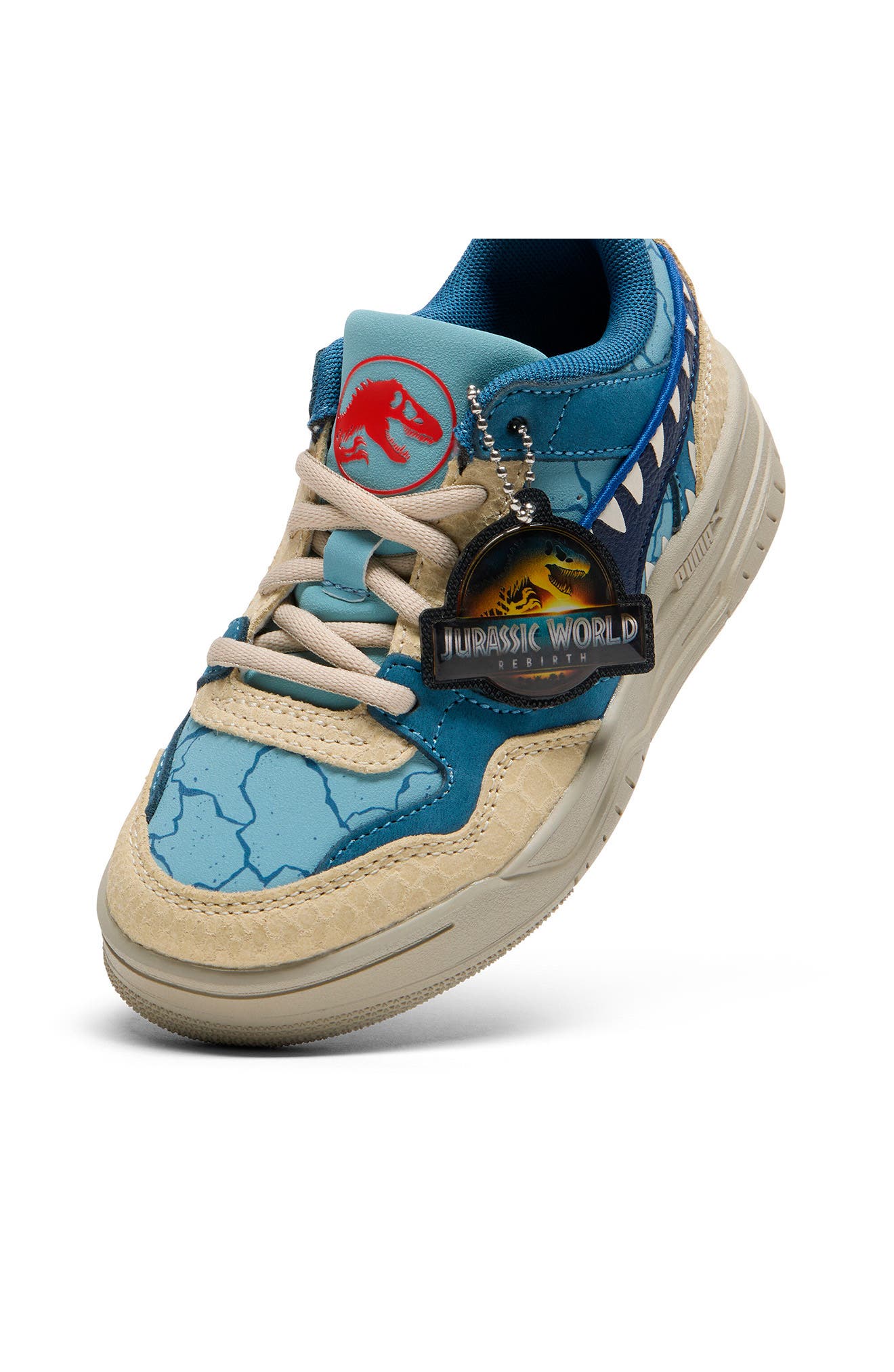 PUMA Kids' Jurassic World Rebound Retro Sneaker, Alternate, color, Seafoam/ Puma Navy/ Vanilla