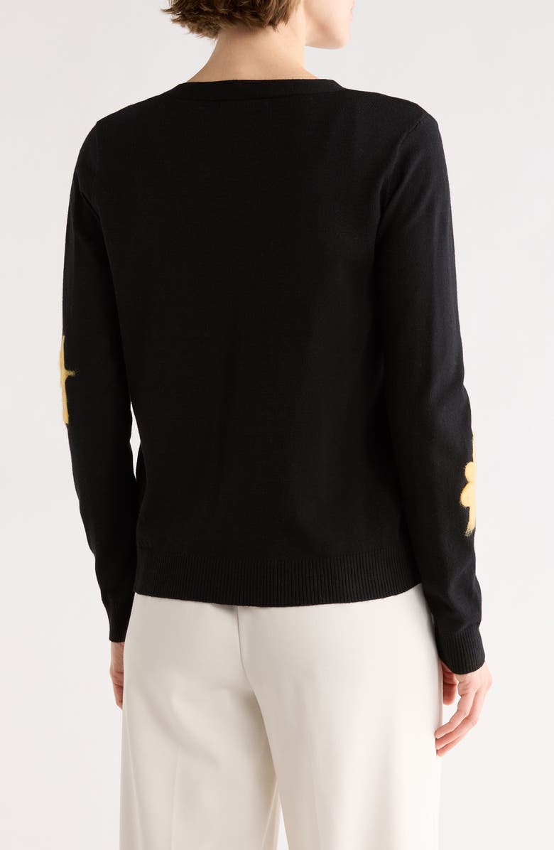 DR2 by Daniel Rainn Floral Appliqué V-Neck Cardigan, Alternate, color, R435 Black/ Yellow