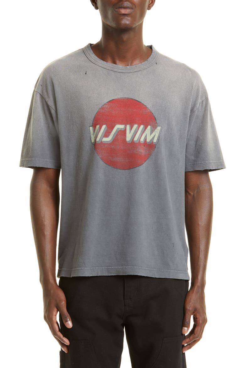 Oversize Crash Logo Wool & Linen Graphic Tee, Main, color, GREY