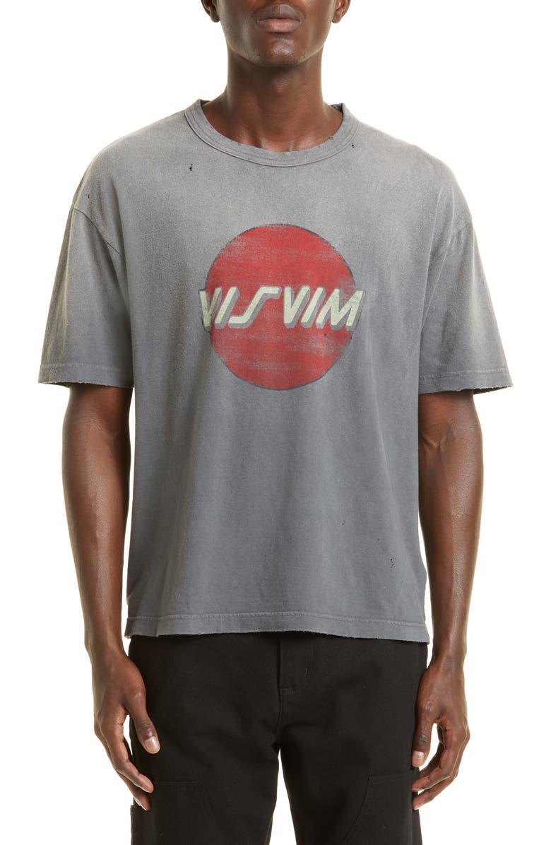 VISVIM Oversize Crash Logo Wool & Linen Graphic Tee, Main, color, 