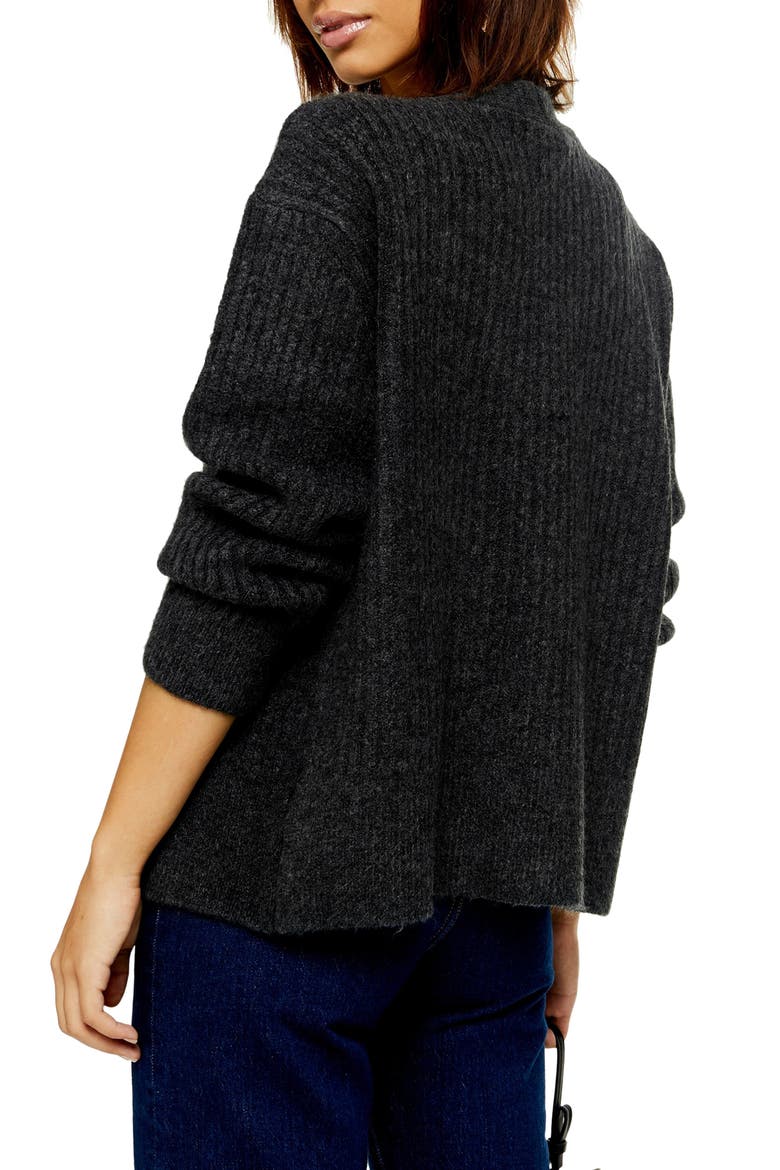 Button Front Cardigan, Alternate, color, CHARCOAL