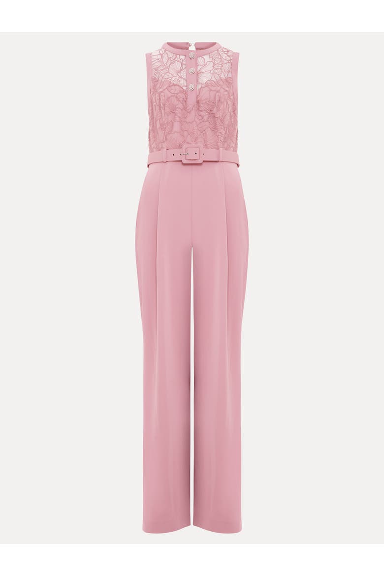 Ivanna Lace Bodice Belted Jumpsuit, Alternate, color, Pale Pink