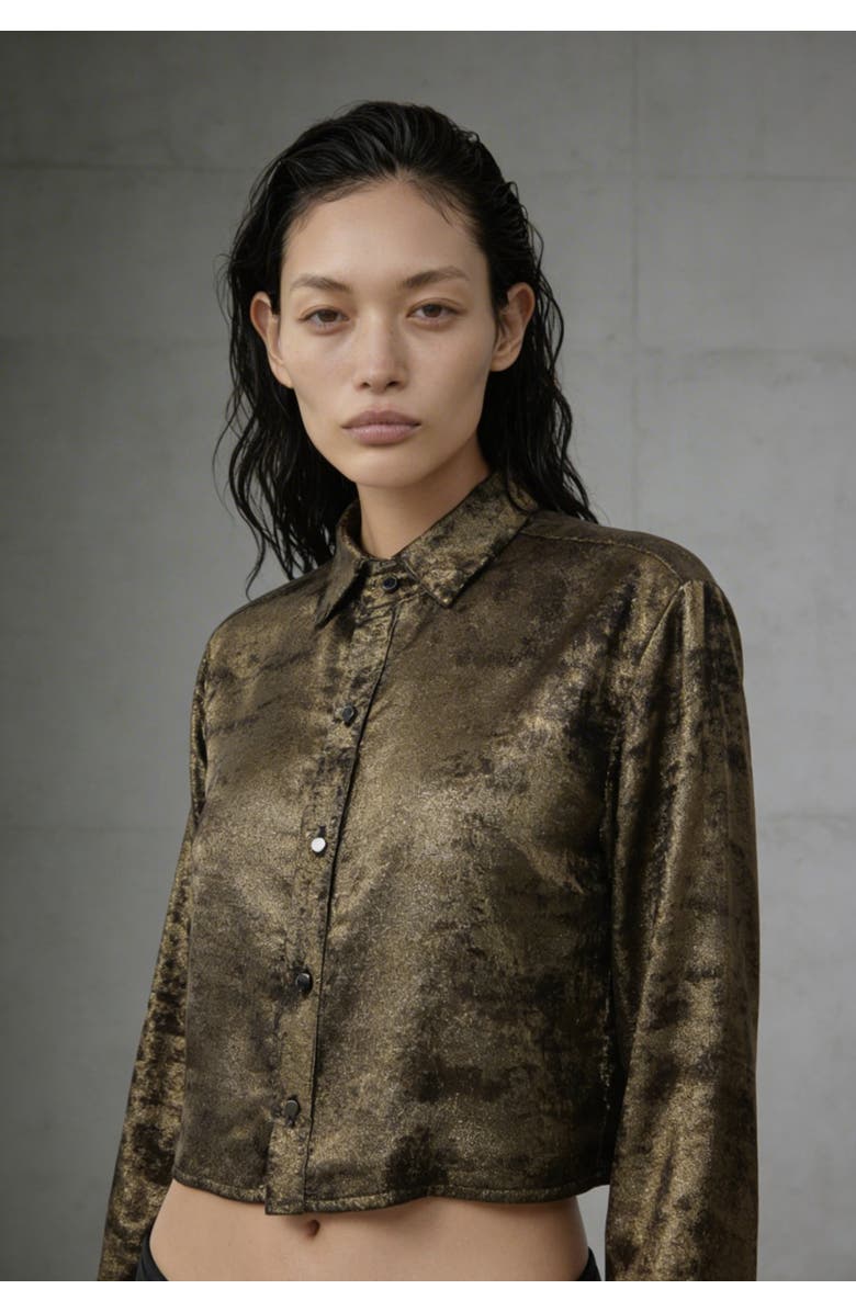 Monzlapur Cropped Shirt, Alternate, color, Burnt Gold