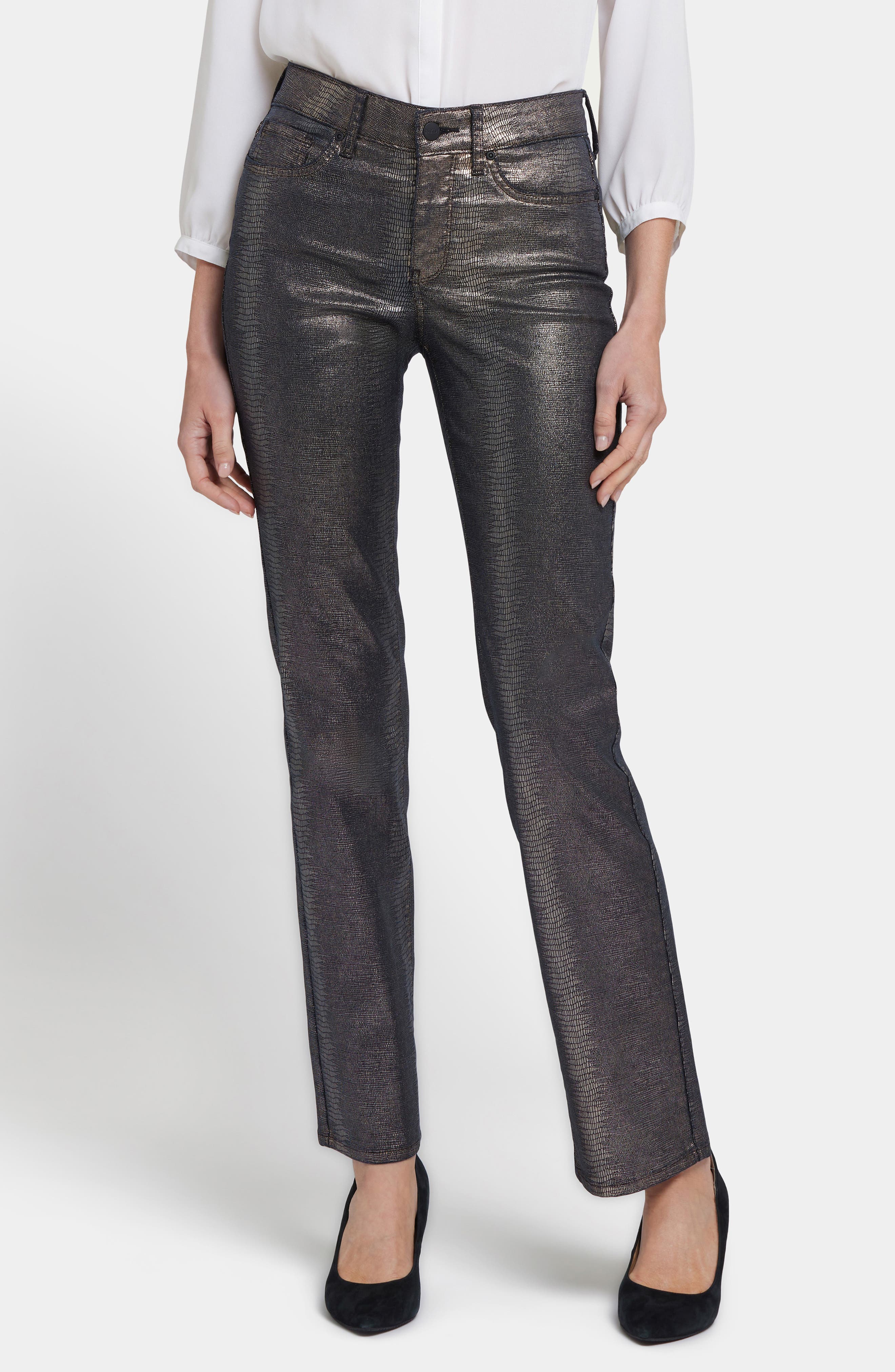 NYDJ Marilyn Coated Straight Leg Jeans