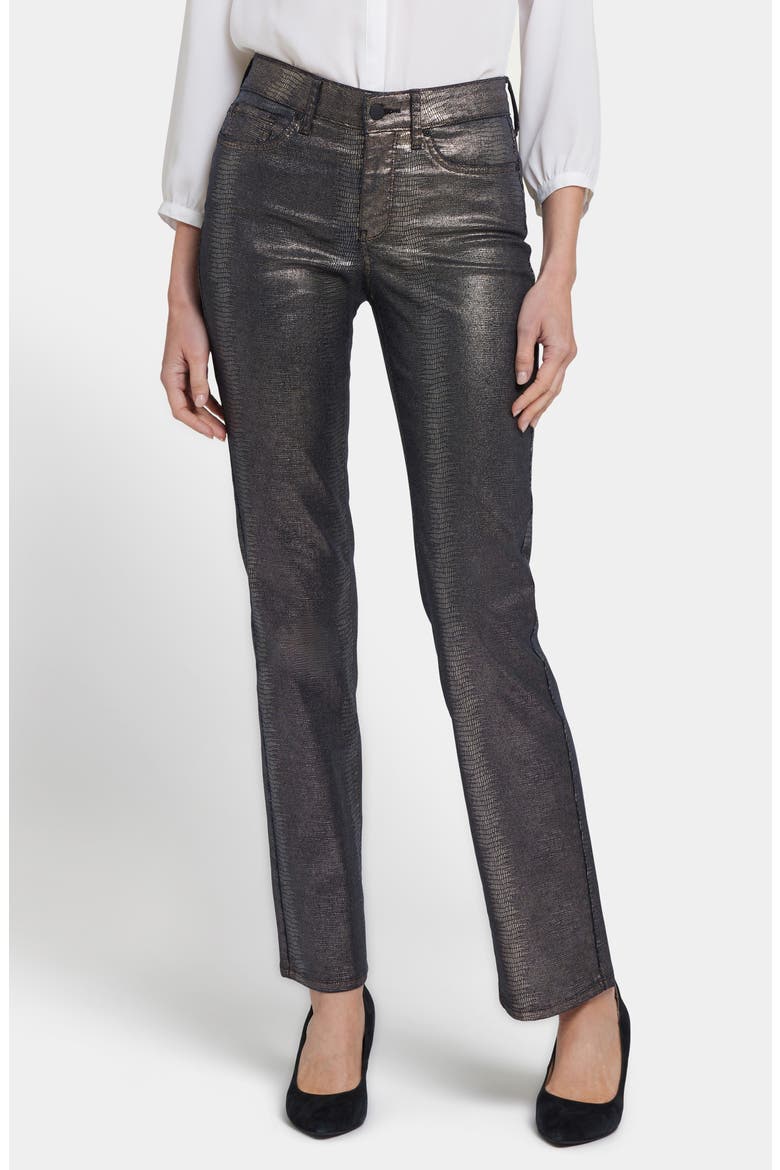 Marilyn Coated Straight Leg Jeans, Main, color, BLACK COATED SNAKE