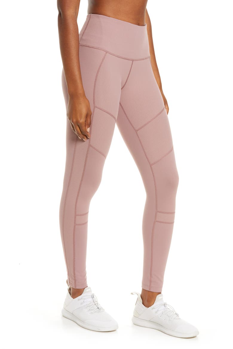 Moto Ribbed High Waist Ankle Leggings, Alternate, color, PURPLE MOON