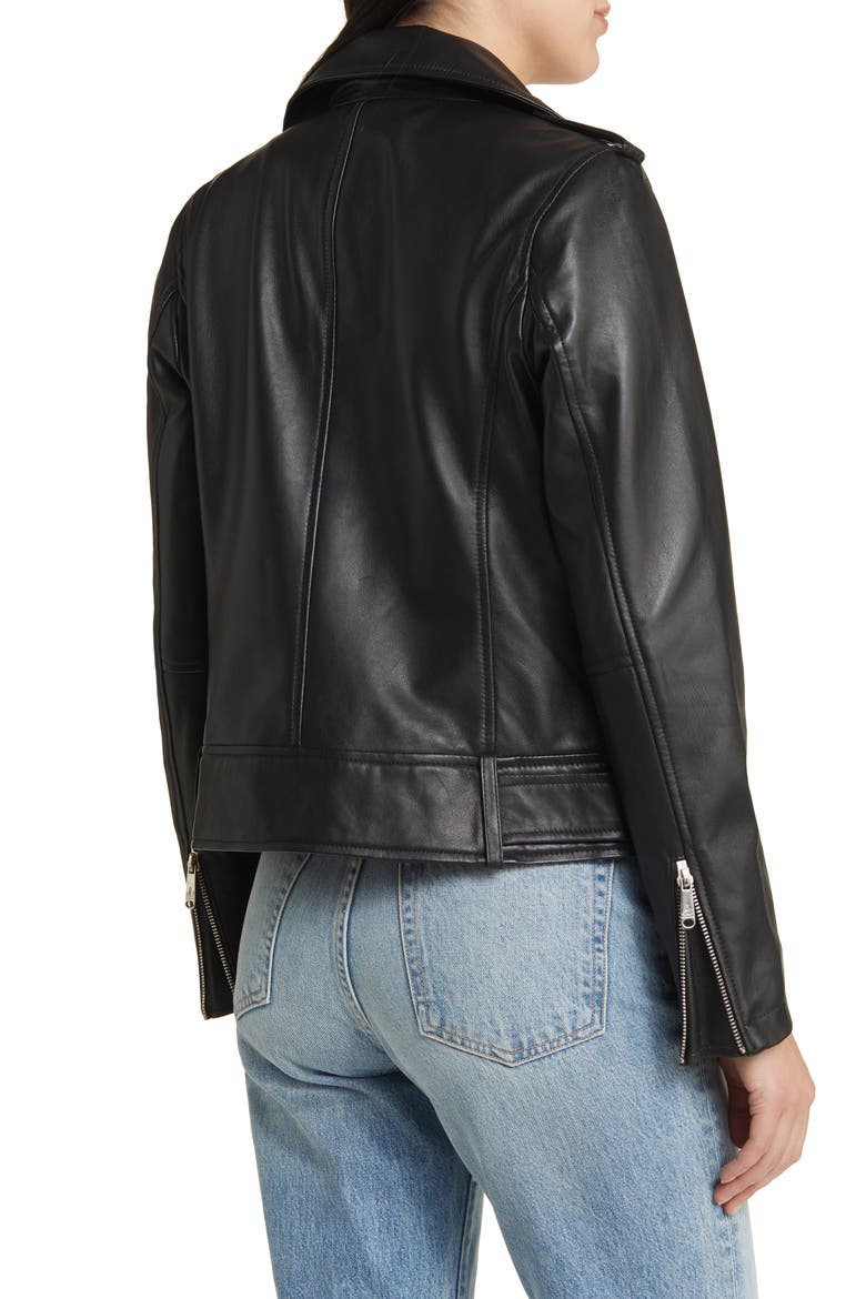 Lambskin Leather Moto Jacket, Alternate, color, BLACK