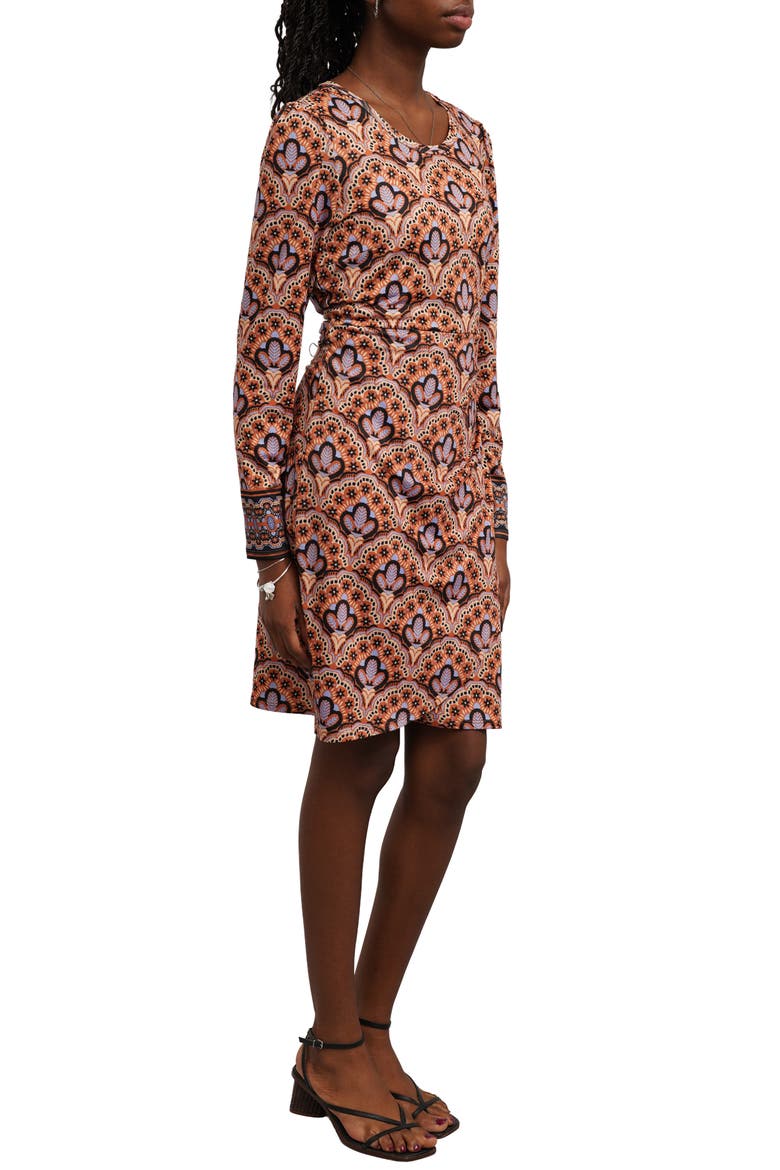 Printed A-Line Long Sleeve Dress, Alternate, color, NAYA