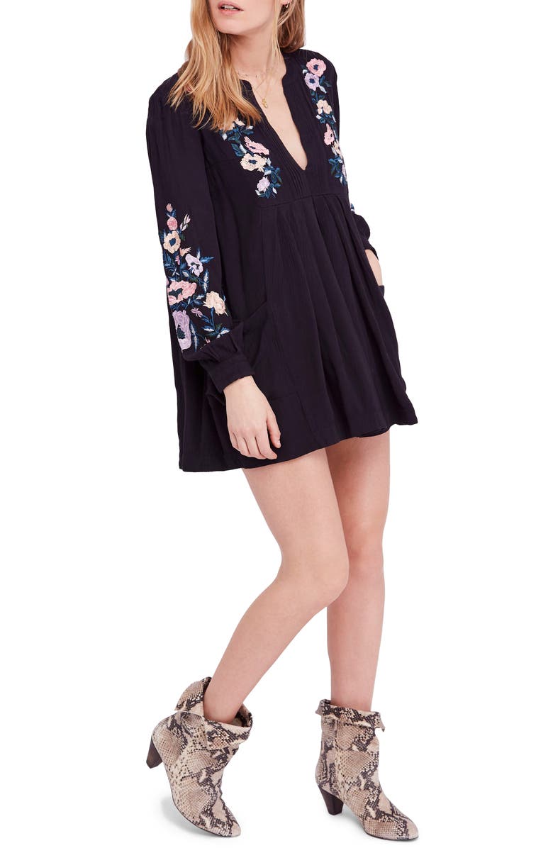 Free People Mia Embroidered Minidress, Alternate, color, 
