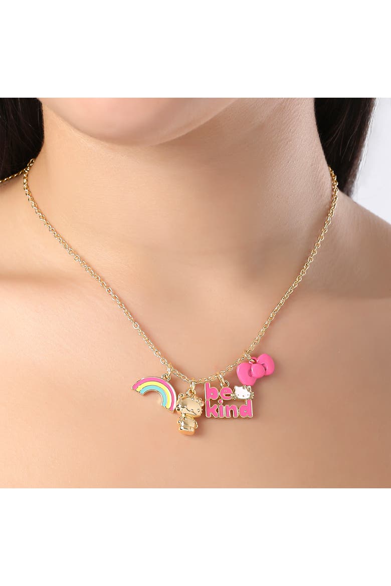 Charm Set with Necklace Chain, Alternate, color, Gold, pink