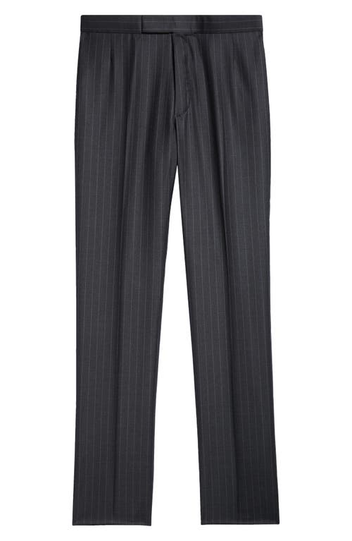 Thom Browne Fit 1 Pinstripe Wool Backstrap Pants In Dark Grey