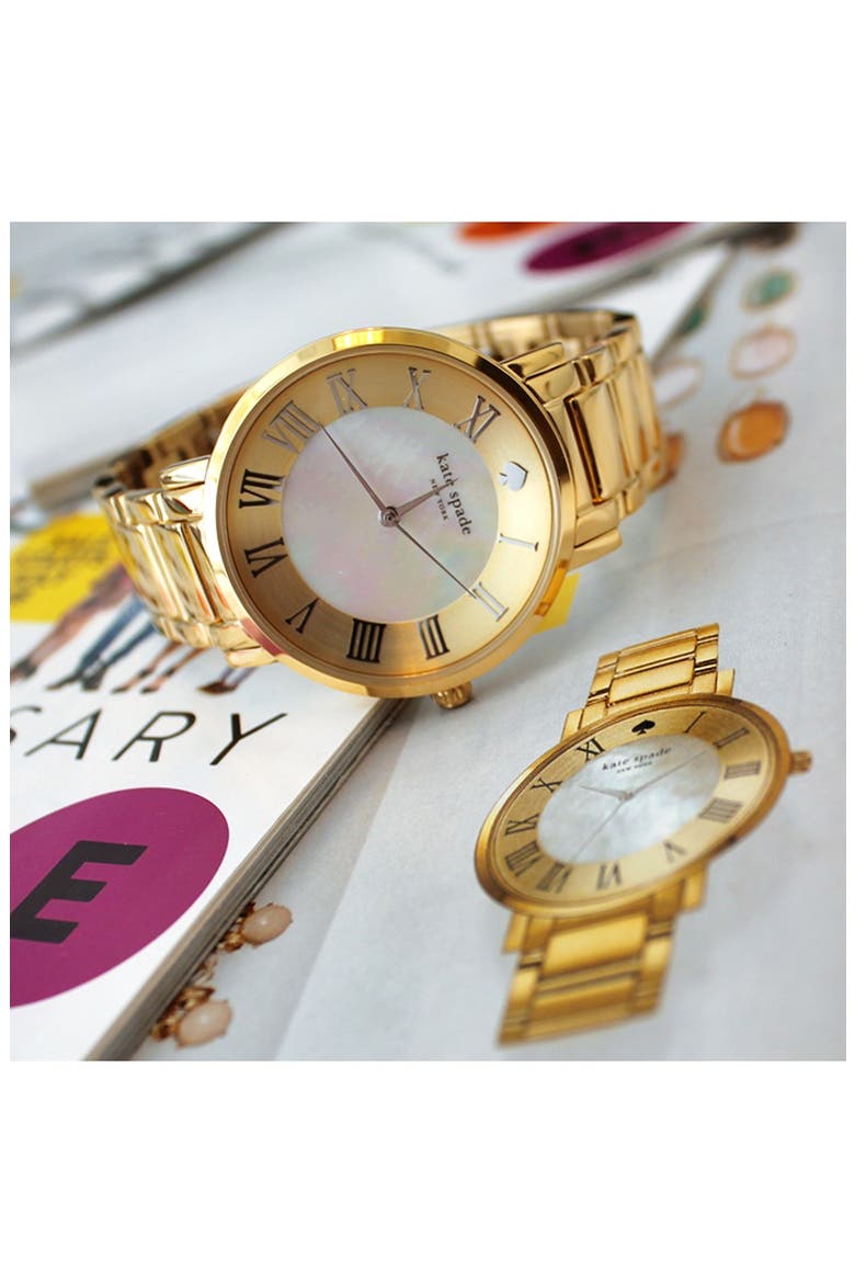 'gramercy grand' round bracelet watch, 38mm, Alternate, color, GOLD