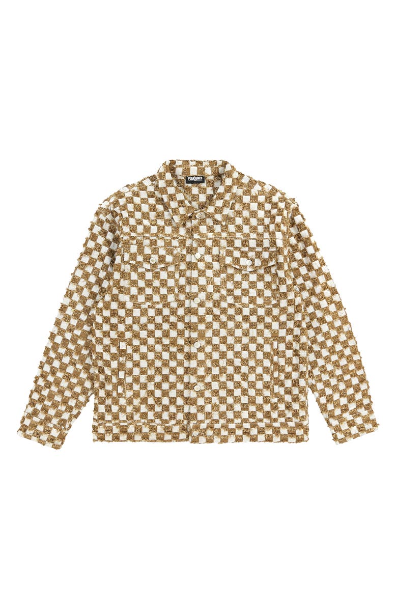 PLEASURES Curfew Checker Trucker Jacket, Alternate, color, 