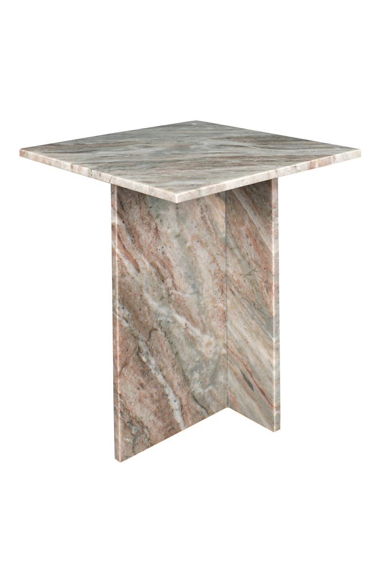 JONATHAN Y Cecil 18.5" Contemporary Natural Marble Handmade T-Shaped End Table, Main, color, Gray/Beige
