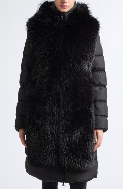 Textured Belted Faux Fur Bib
