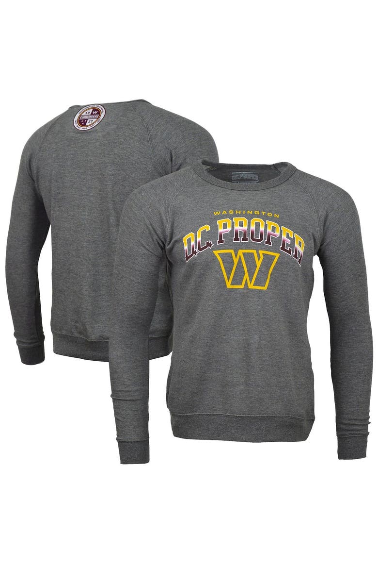 Men's DC PROPER Heather Gray Washington Commanders Signature Raglan Vintage Pullover Sweatshirt, Main, color, Heather Gray