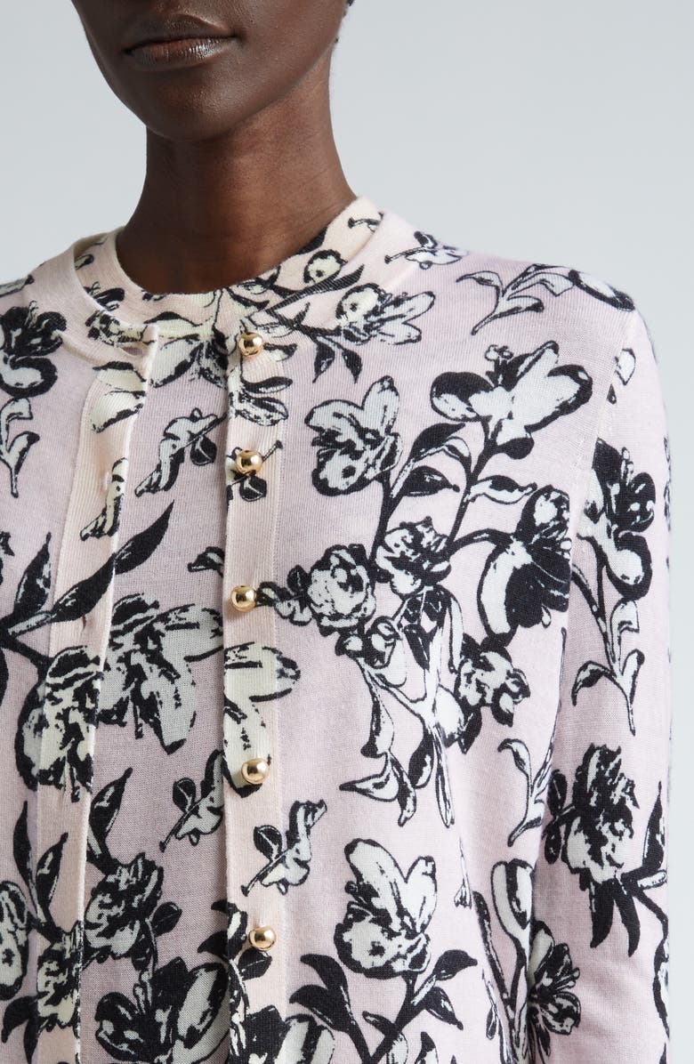 St. John Collection Magnolia Floral Wool Cardigan, Alternate, color, 