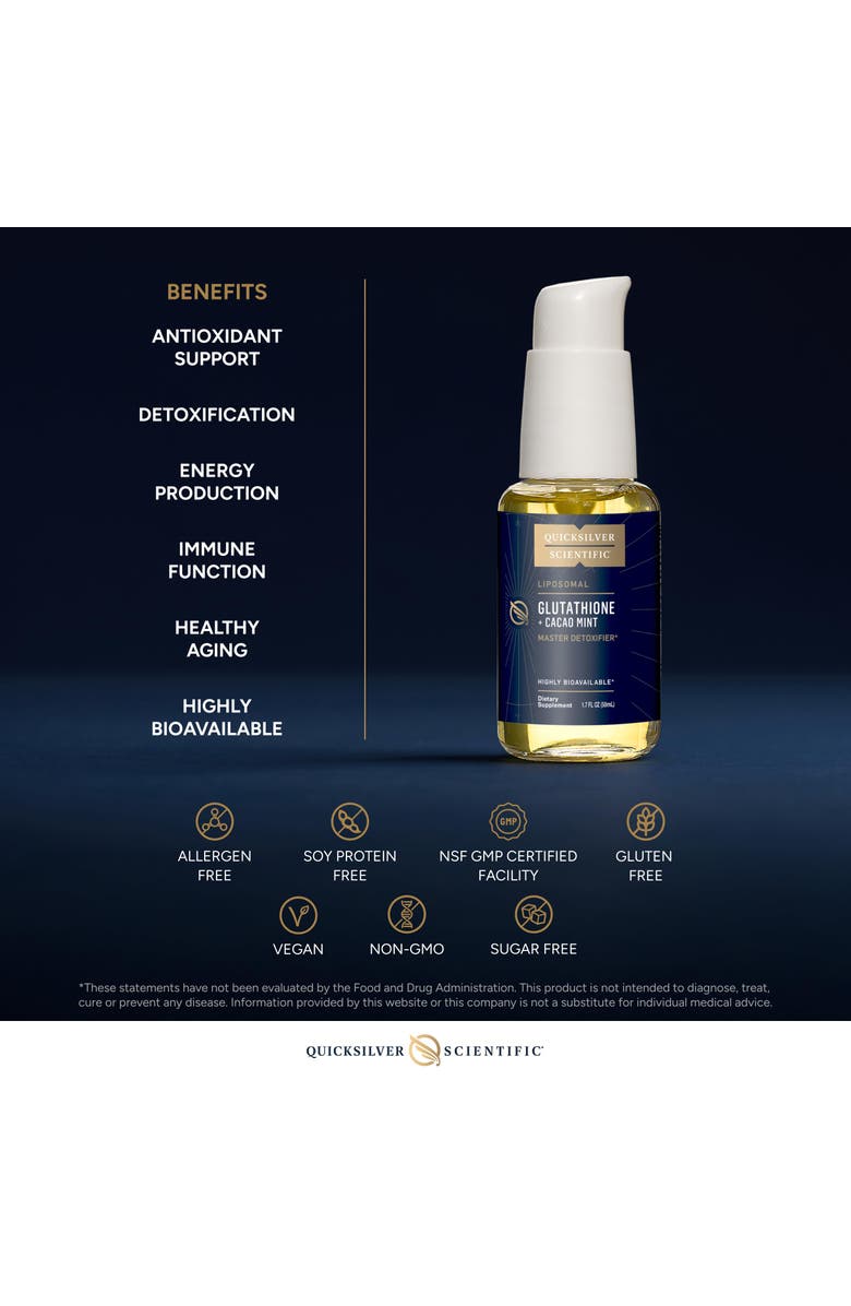 Quicksilver Scientific Liposomal Glutathione Cacao Mint Antioxidant Liquid Supplement, Alternate, color, Yellow