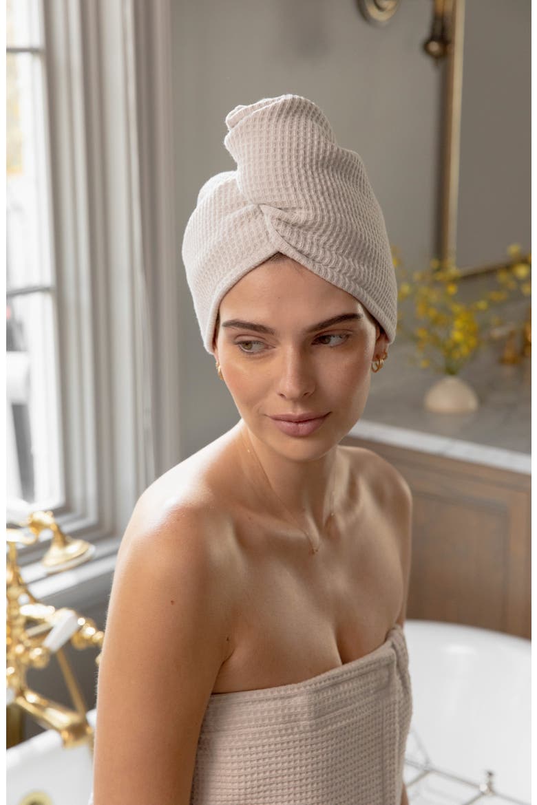 Waffle Terry Hair Towel, Alternate, color, LIGHT GREY