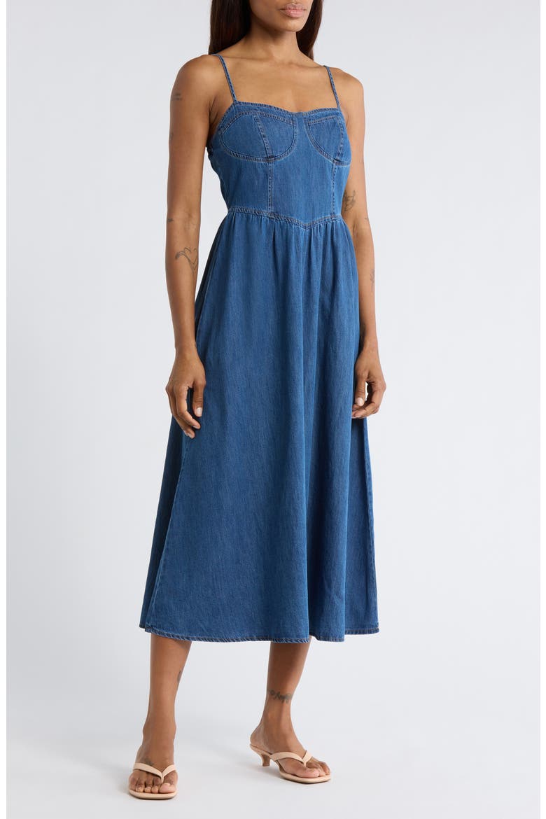 Sweetheart Midi Dress, Main, color, DENIM