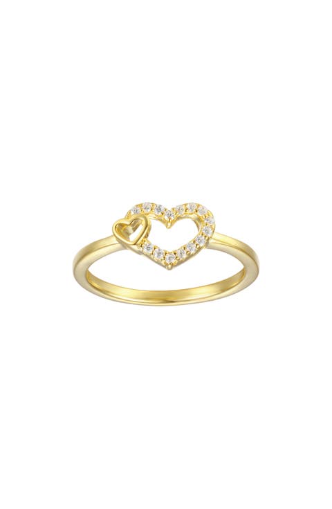 Kids' Cubic Zirconia Pavé Heart Ring