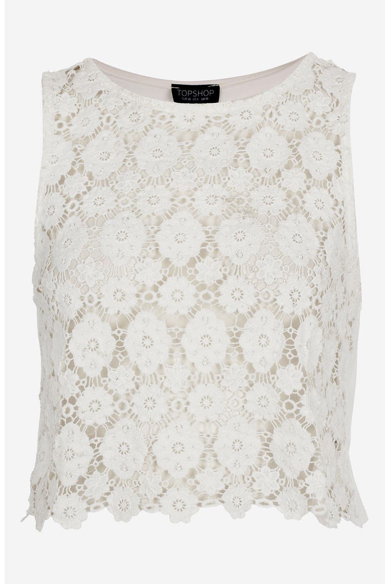 Crop Doily Lace Top, Main, color, CREAM