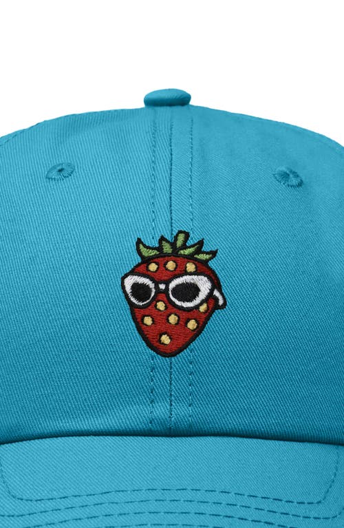 Dalix Strawberry Embroidered Casual Cap In Teal
