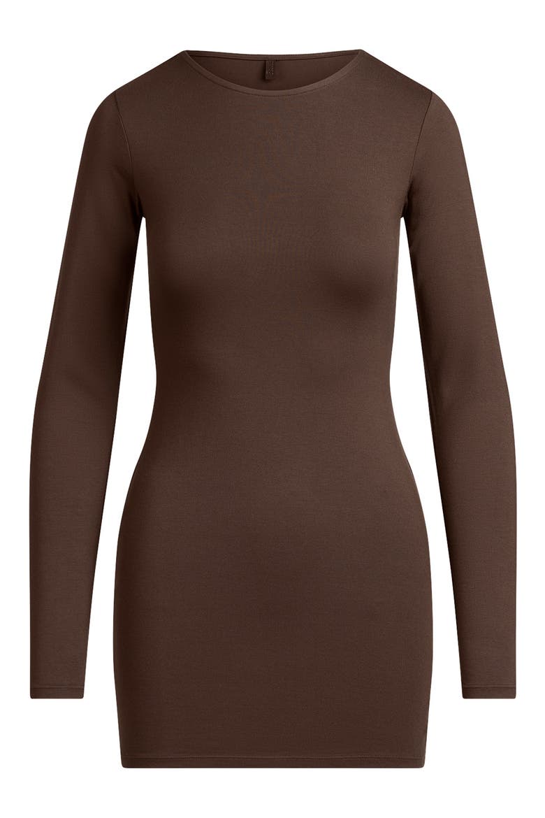 Smooth Layers Crewneck Long Sleeve Minidress, Alternate, color, ESPRESSO