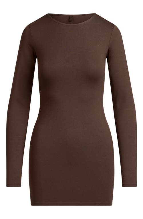 Skims Smooth Layers Crewneck Long Sleeve Minidress In Multi