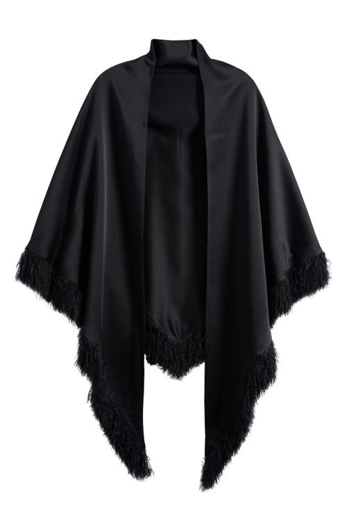 Totême Toteme Charmeuse Satin Triangle Fringe Scarf In Black