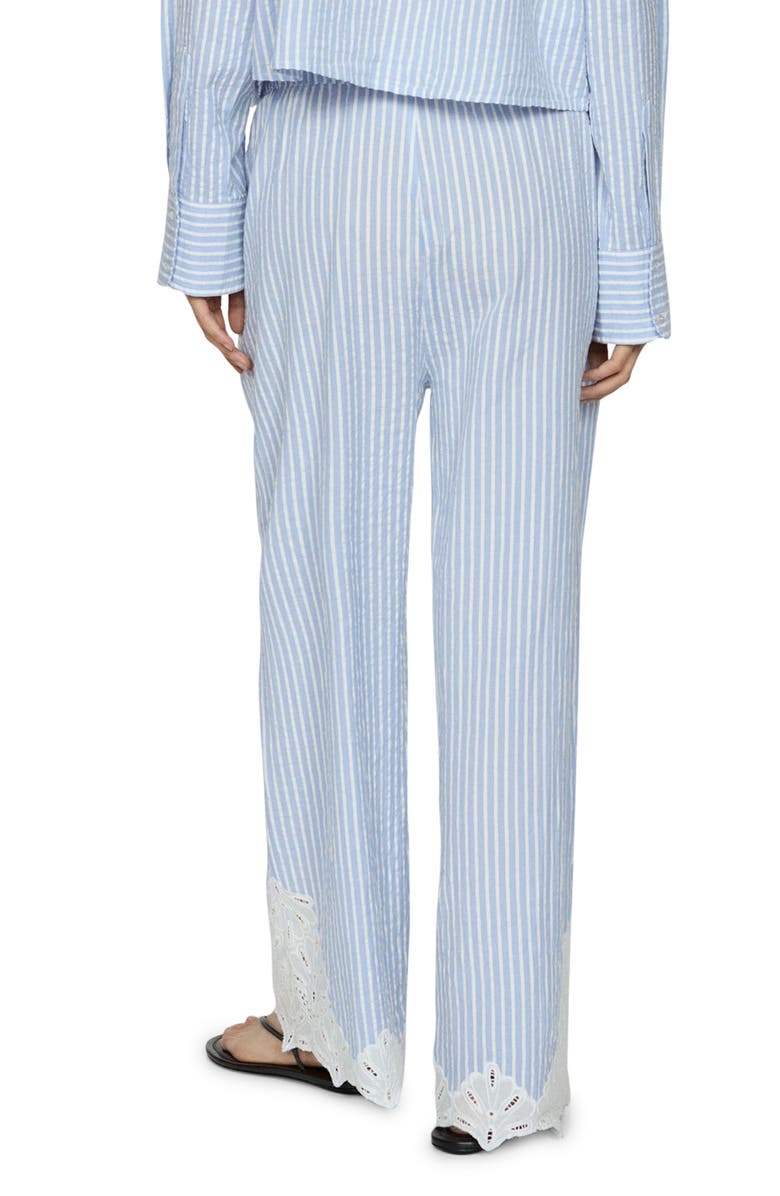 MANGO Stripe Embroidered Cotton Pants, Alternate, color, 